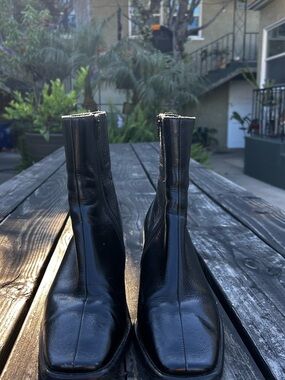 Jeffrey Campbell Black Square-Toe Boots